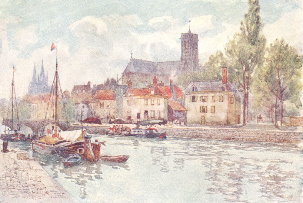 AISNE. Soissons. Boats 1907 old antique vintage print picture